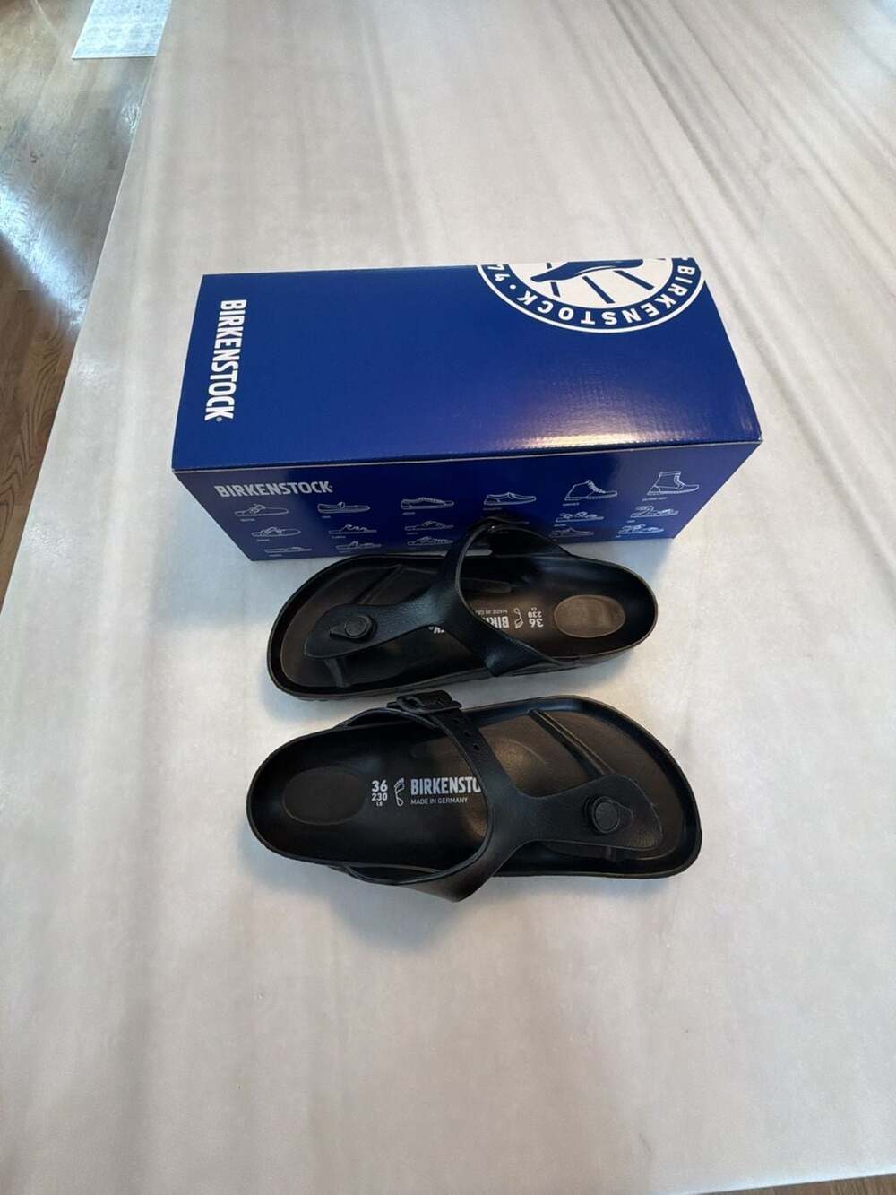 Birkenstock Gizeh EVA Black Sandals Size 36 New with Box